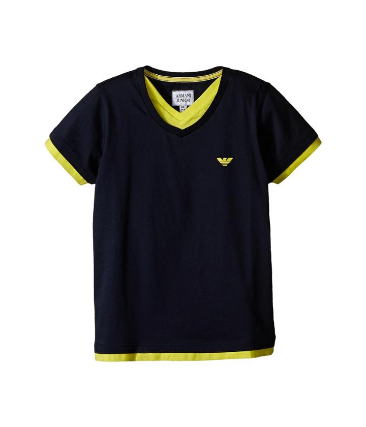 Armani Junior - Navy Tee With Contrast Yellow Trim