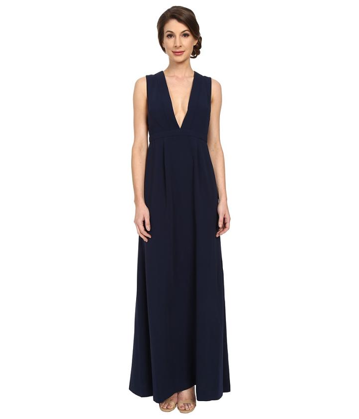 Jill Jill Stuart - Sleeveless Deep-v Side Cut Out Satin Back Crepe Gown