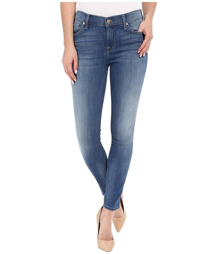 7 For All Mankind - The Ankle Skinny With Contrast Squiggle In Supreme Vibrant Blue