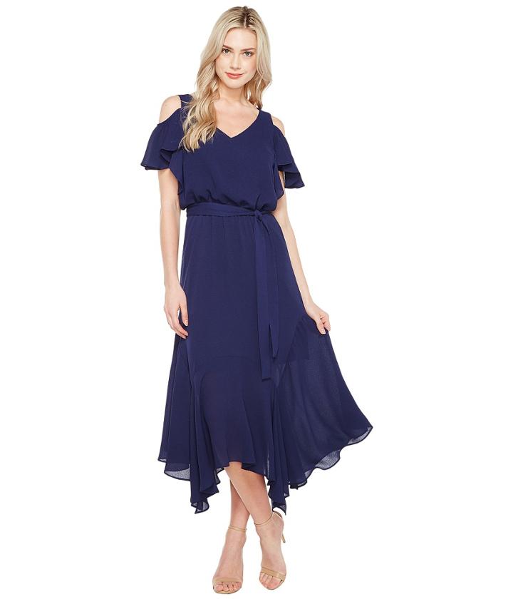 Maggy London - Cold-shoulder Blouson Dress