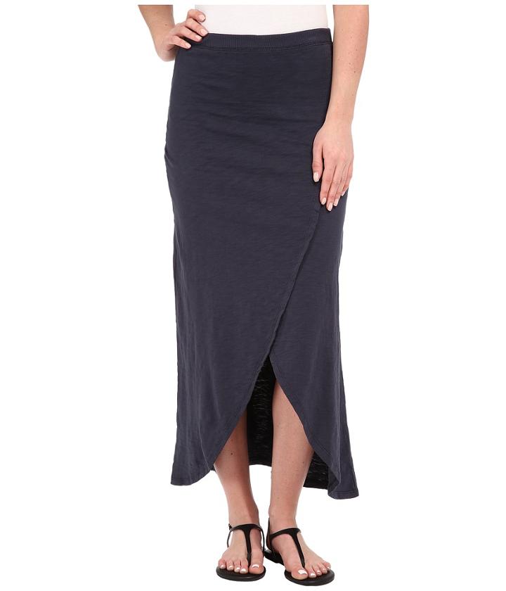 Mod-o-doc - Heavier Slub Jersey Faux Wrap Maxi Skirt