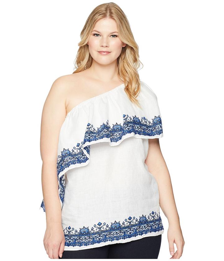 Lauren Ralph Lauren - Plus Size One Shoulder Linen Top