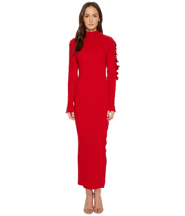 Preen By Thornton Bregazzi - Allegra Cold Ruffle Shoulder Knit Dress