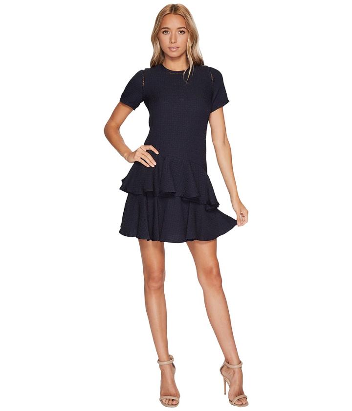 Rebecca Taylor - Short Sleeve Pucker Jacquard Dress