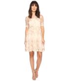 Adrianna Papell - Short Elbow Length Embroidered Party Dress