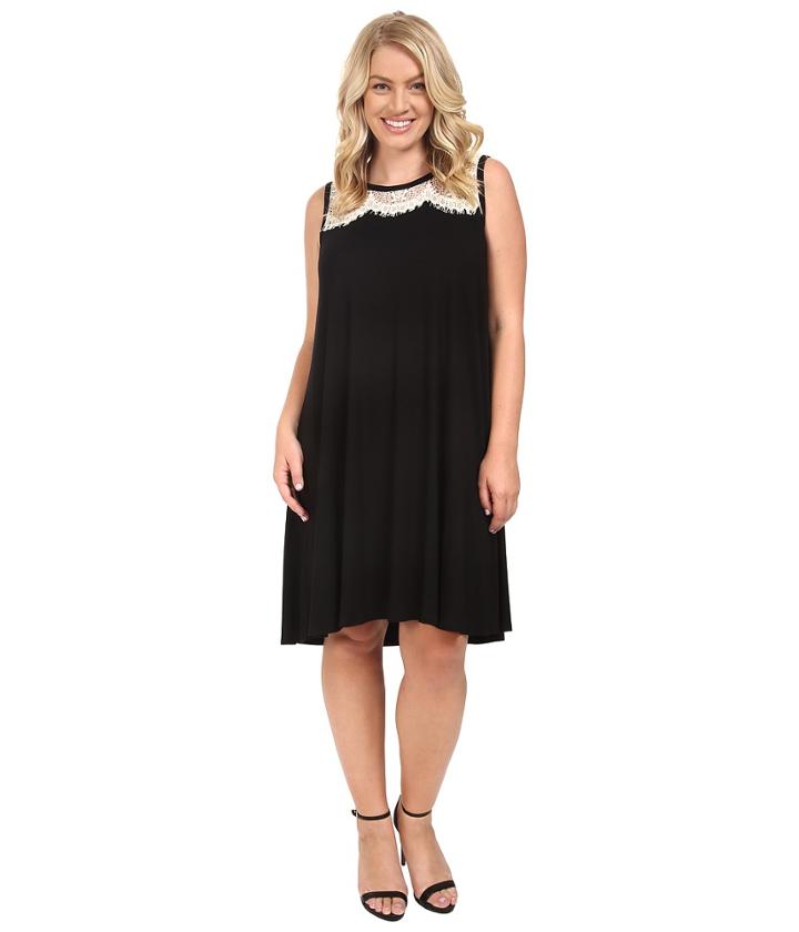 Karen Kane Plus - Plus Size Lace Yoke Trapeze Dress