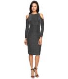 Maggy London - Geo Lurex Novelty Cold Shoulder Sheather Dress
