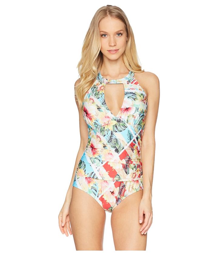 Jantzen - Vintage Tropical Keyhole One-piece