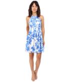 Vince Camuto - Printed Scuba Halter Fit Flare Dress