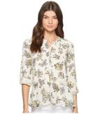 Lucky Brand - Printed Peplum Button Up Top