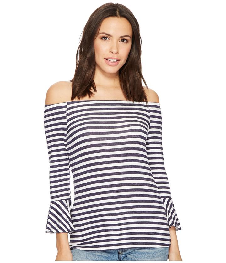 Three Dots - Off Shoulder Ruffle Sleeve Top