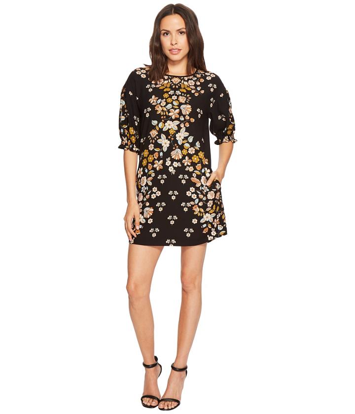 Laundry By Shelli Segal - Printed Shift Dress With Blossom Short Sleeve