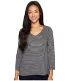 Mod-o-doc - Heather Stripe Jersey 3/4 Sleeve Tee With Lace-up Back
