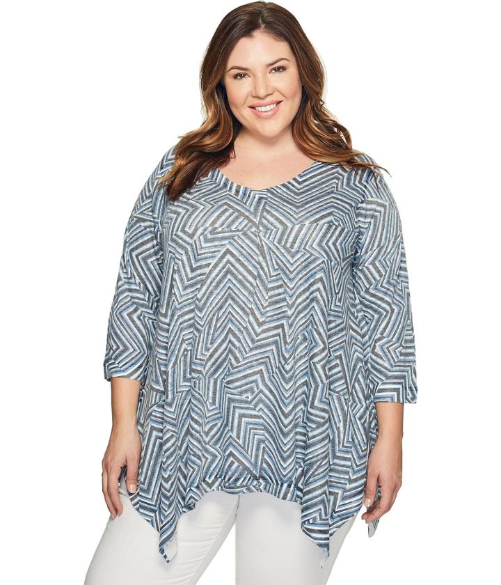 Nally &amp; Millie - Plus Size Zigzag Print Tunic