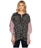 Catherine Catherine Malandrino - Split-neck Tie Waist Draped Sleeve Pullover Top