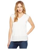 Calvin Klein - Short Sleeve V-neck With Crepe De Chine Trim