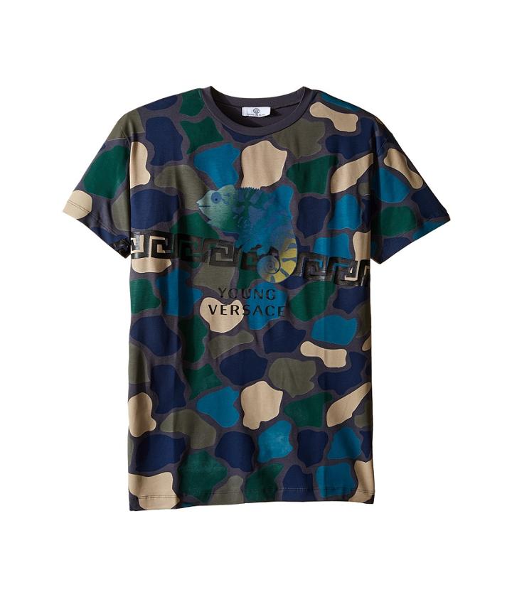 Versace Kids - Short Sleeve Tee Camo Print And Logo