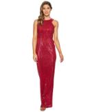 Adrianna Papell - Sleeveless Stretch Sequin Halter Gown