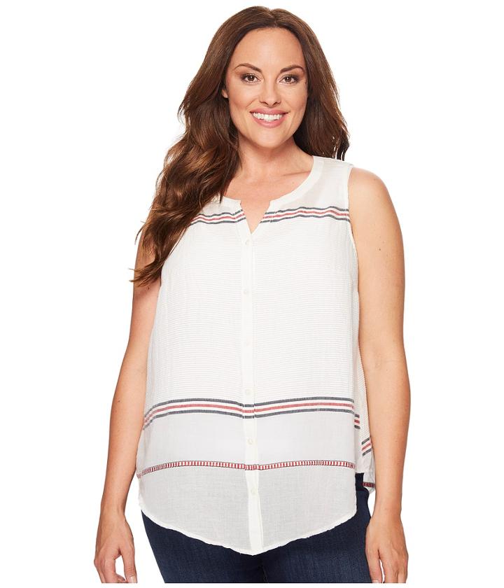 Lucky Brand - Plus Size Stripe Tie Front Top