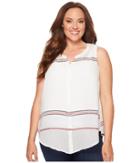 Lucky Brand - Plus Size Stripe Tie Front Top