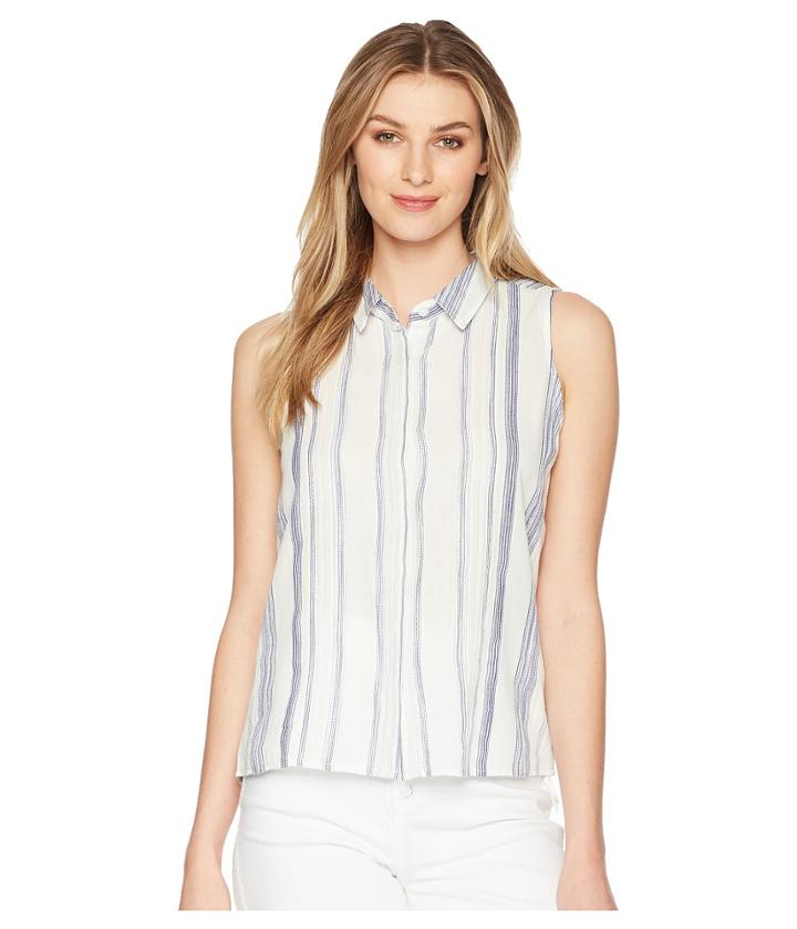 Miss Me - Button Down Striped Collar Top