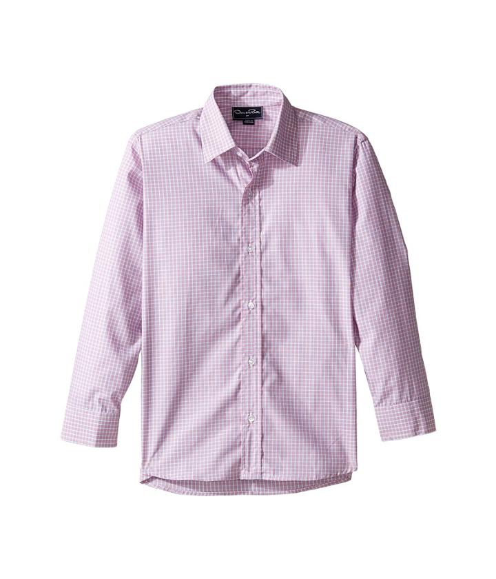 Oscar De La Renta Childrenswear - Plaid Cotton Long Sleeve Dress Shirt
