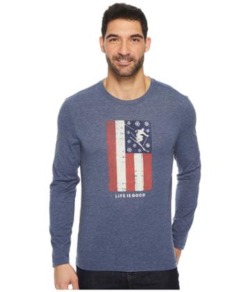 Life Is Good - Ski Flag Long Sleeve Cool Tee
