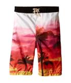 Appaman Kids - Elastic Wait And Lined Swim Trunks With Palm Tree Design