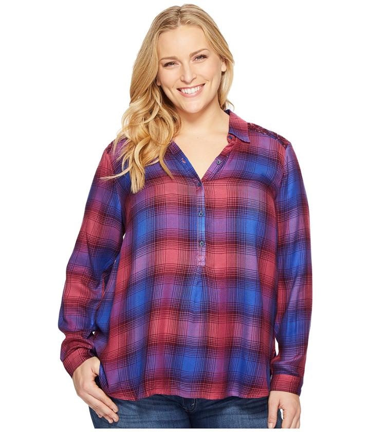 Lucky Brand - Plus Size Embellished Plaid Shirt
