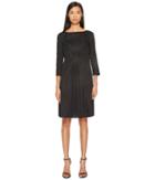 Jil Sander Navy - Boat Neck 3/4 Sleeve Dress With Pleated Skirt