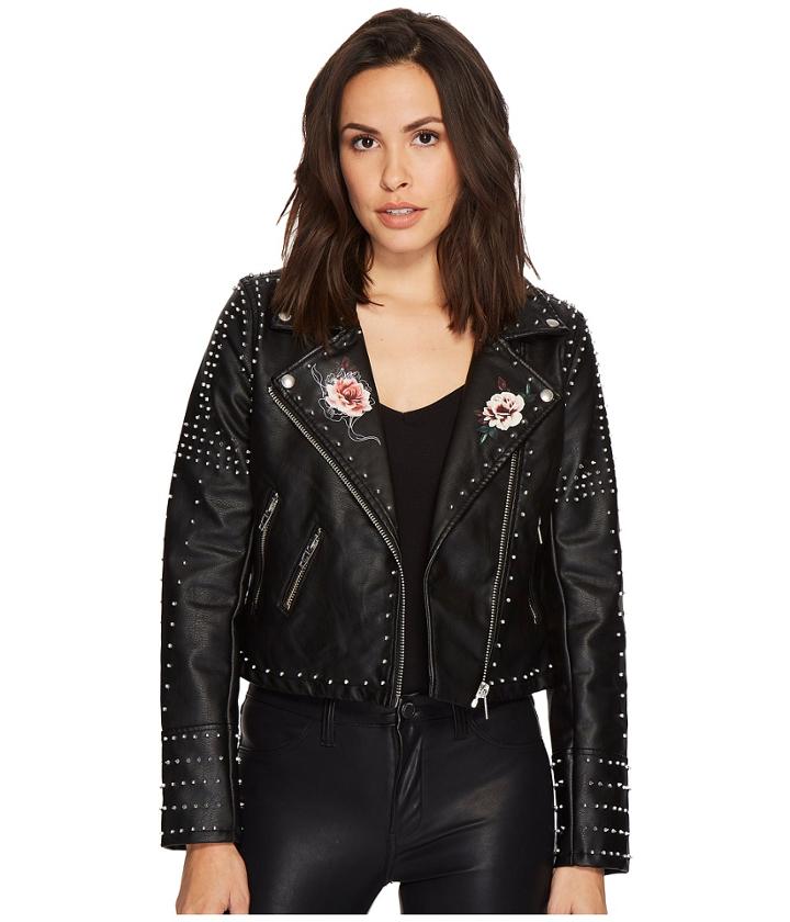 Blank Nyc - Vegan Leather Floral Jacket In Heartbreaker