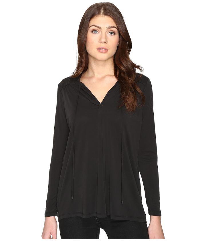 Catherine Catherine Malandrino - Long Sleeve Pleat Shoulder Tie Neck