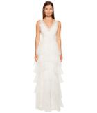 Marchesa Notte - Lace Gown W/ Tiered Point-d'esprit And Tulle Skirt