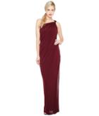 Halston Heritage - One Shoulder Draped Jersey Gown W/ Slit