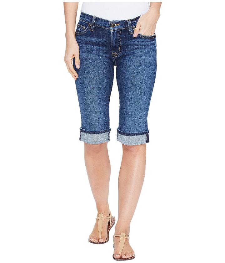 Hudson - Amelia Cuffed Knee Five-pocket Shorts In Blue Moon