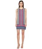 Laundry By Shelli Segal - Printed Sleeveless Trapeze Dress W/ Contrast