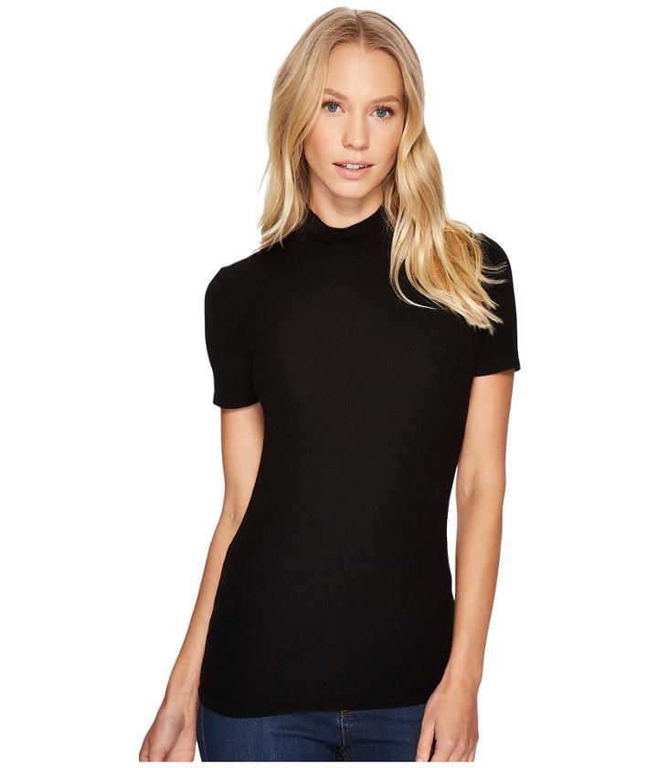 Three Dots - Viscose Rib Short Sleeve Turtleneck