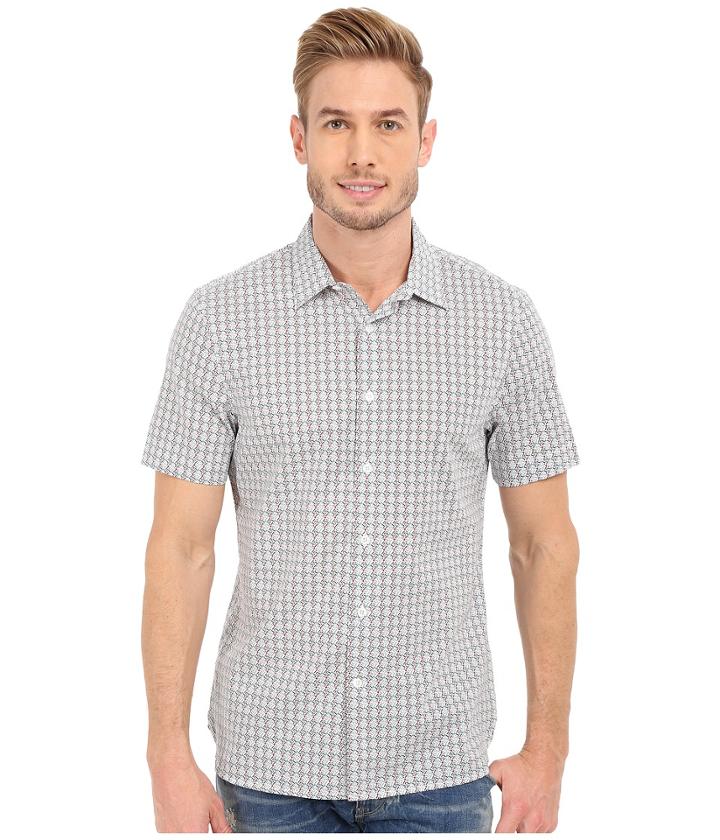 Perry Ellis - Slim Fit Multicolor Mini Diamond Print Shirt