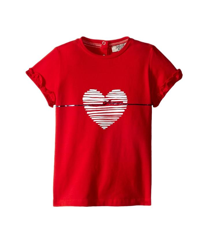 Armani Junior - Shirt With White Heart And Ruffled Sleeves