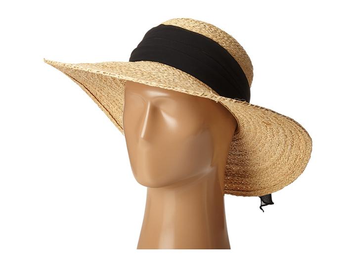 Scala - Fine Braided Raffia Big Brim With Chiffon Scarf Trim