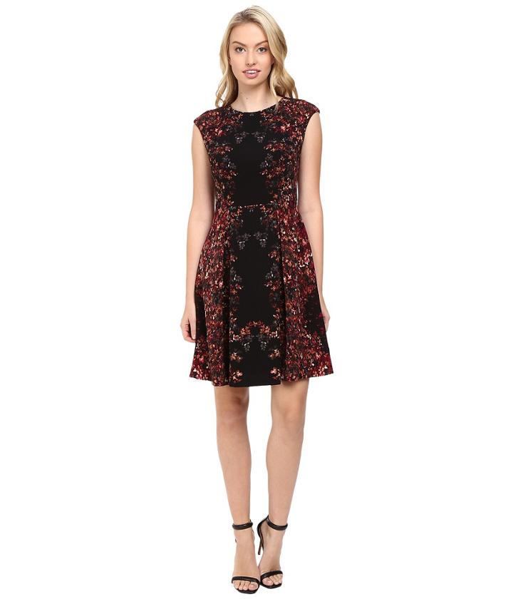 Maggy London - Shadow Flower Pebble Texture Fit And Flare Dress