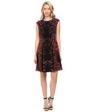Maggy London - Shadow Flower Pebble Texture Fit And Flare Dress