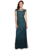 Adrianna Papell - Illusion Neckline Embellished Gown