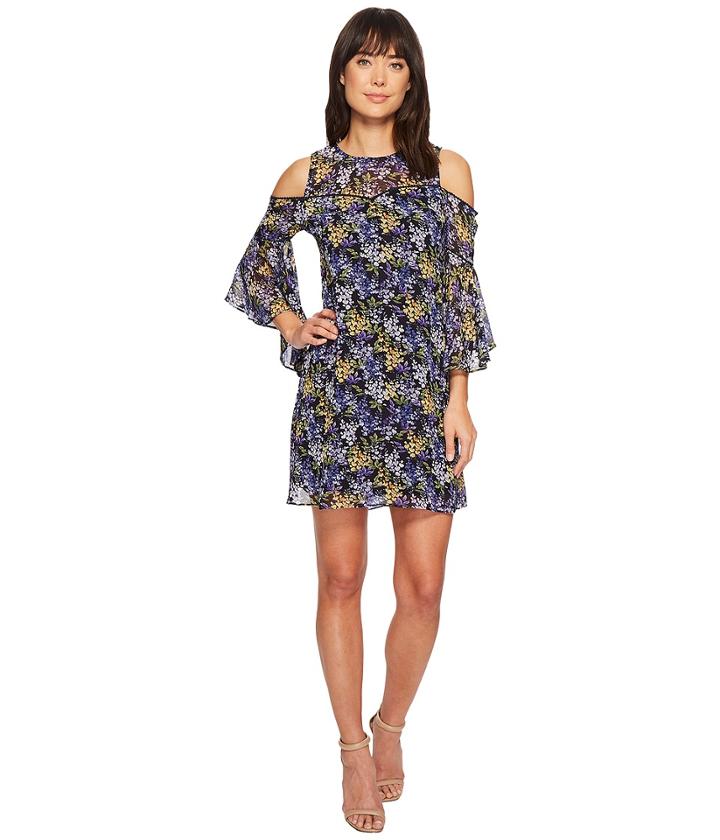 Cece - Lydia - Cold Shoulder Bell Sleeveless Floral Dress