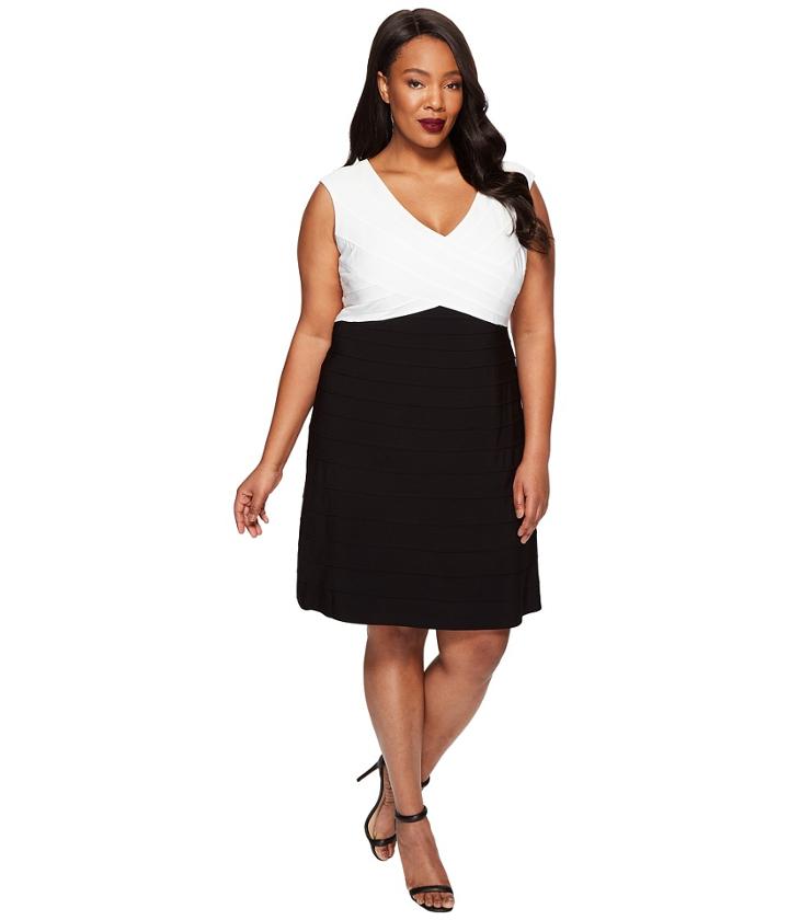 Adrianna Papell - Plus Size Color Blocked Banded Fit And Flare