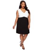 Adrianna Papell - Plus Size Color Blocked Banded Fit And Flare