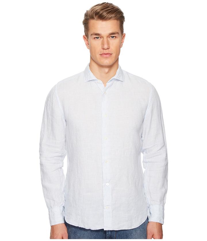Eleventy - Stripe Linen Spread Collar Shirt