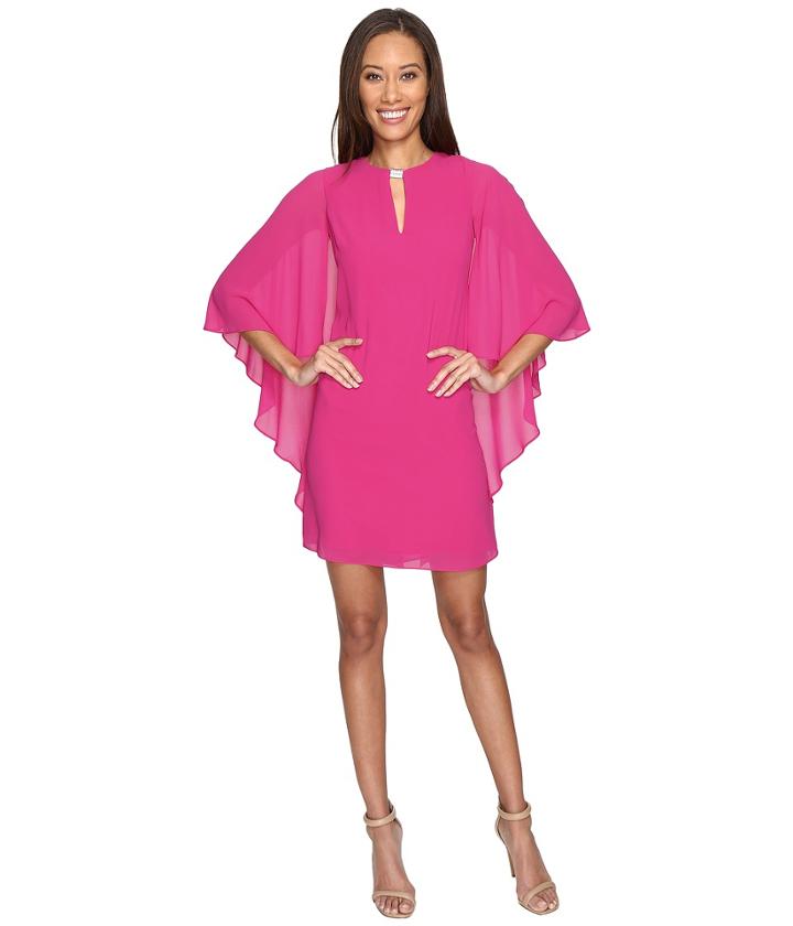 Vince Camuto - Flutter Sleeve Sheath With Hardware Keyhole