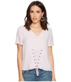 1.state - Short Sleeve Blouse W/ Lace-up Front Detail