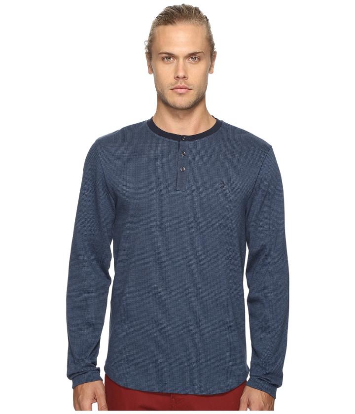 Original Penguin - Long Sleeve Wool Look Herringbone Tee